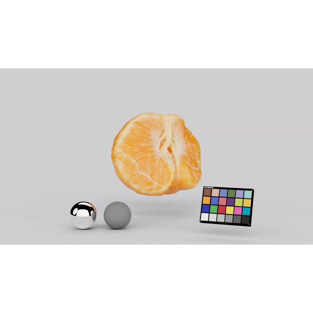 Half Mandarin Piece 3D Model – Realistic Food Asset, PBR Textures, FBX - View 2
