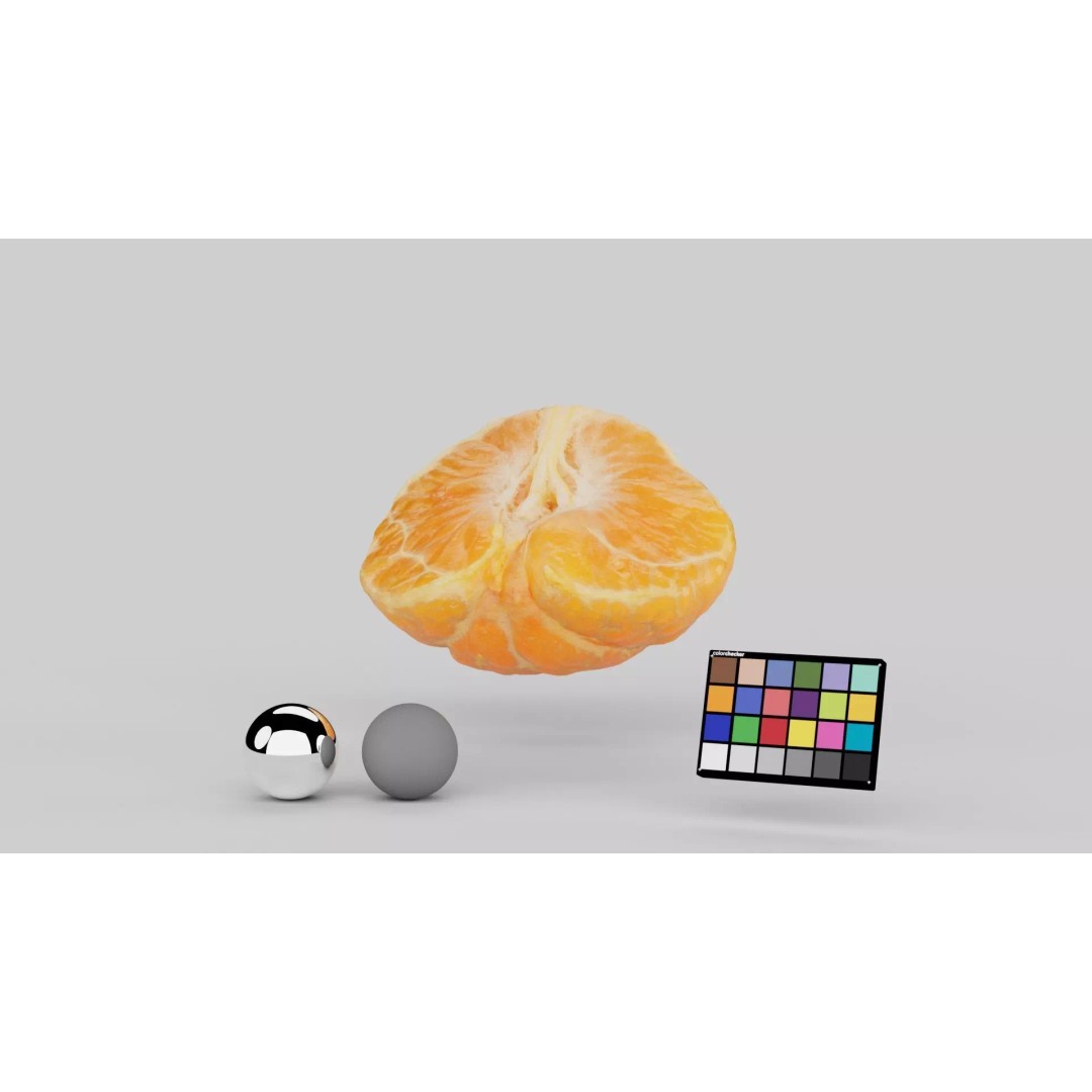 Half Mandarin Piece 3D Model – Realistic Food Asset, PBR Textures, FBX - View 3