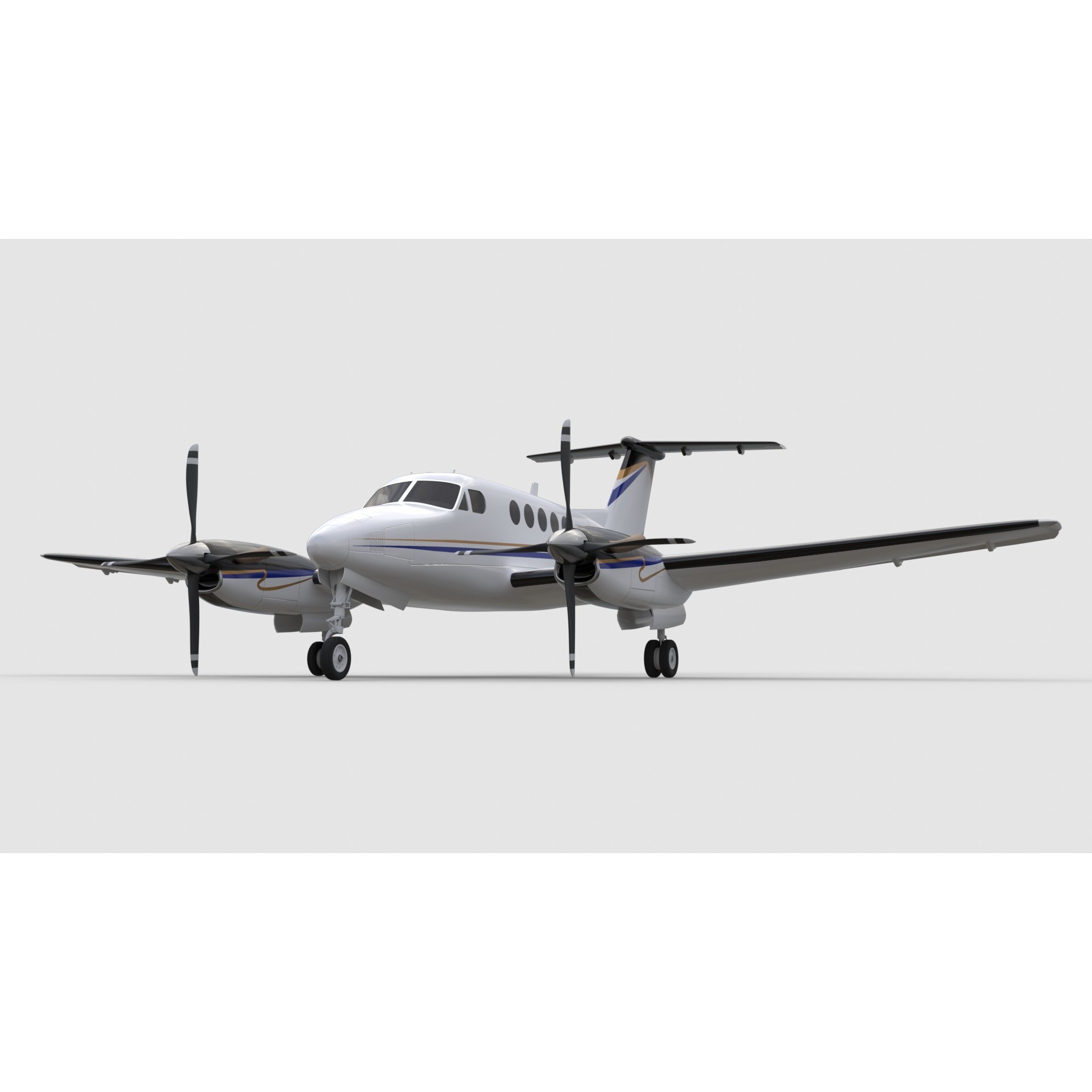 Beechcraft King Air 200 - Game-Ready 3D Model - View 12
