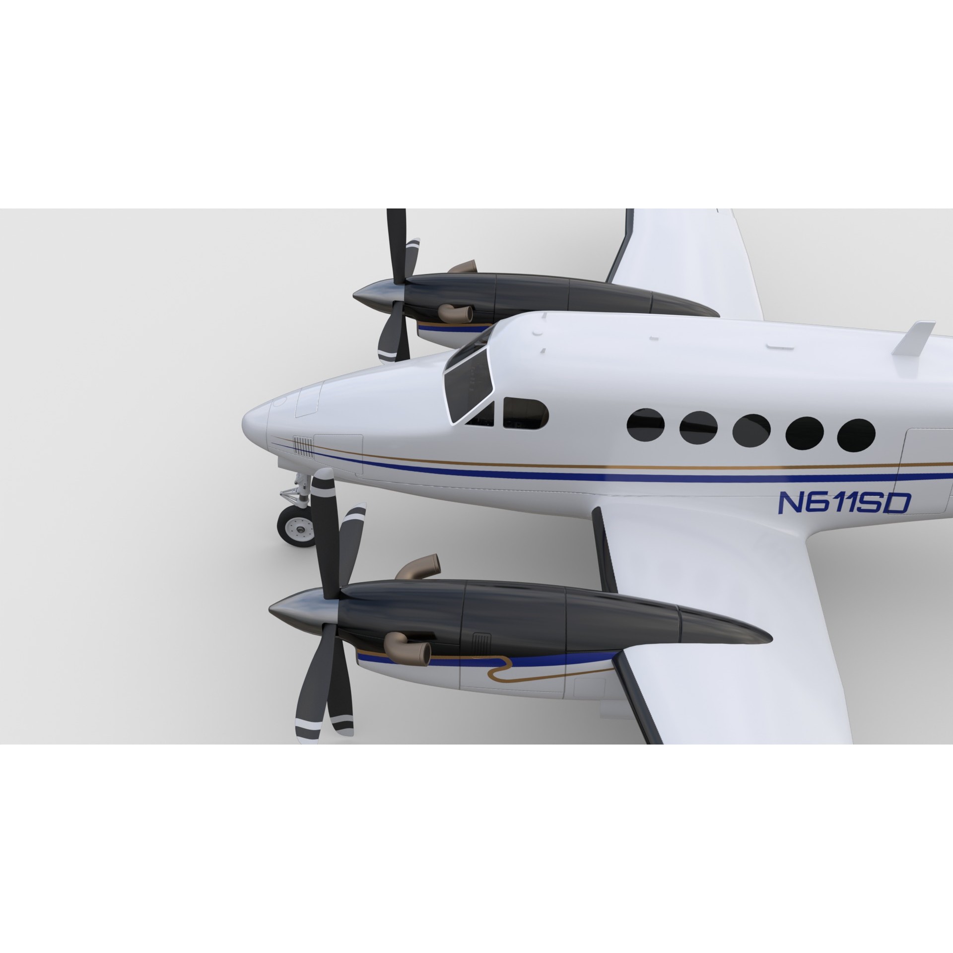 Beechcraft King Air 200 - Game-Ready 3D Model - View 14