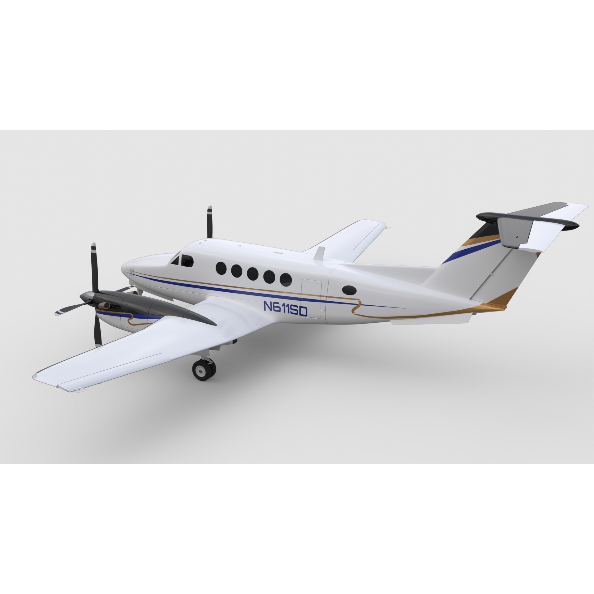 Beechcraft King Air 200 - Game-Ready 3D Model - View 4