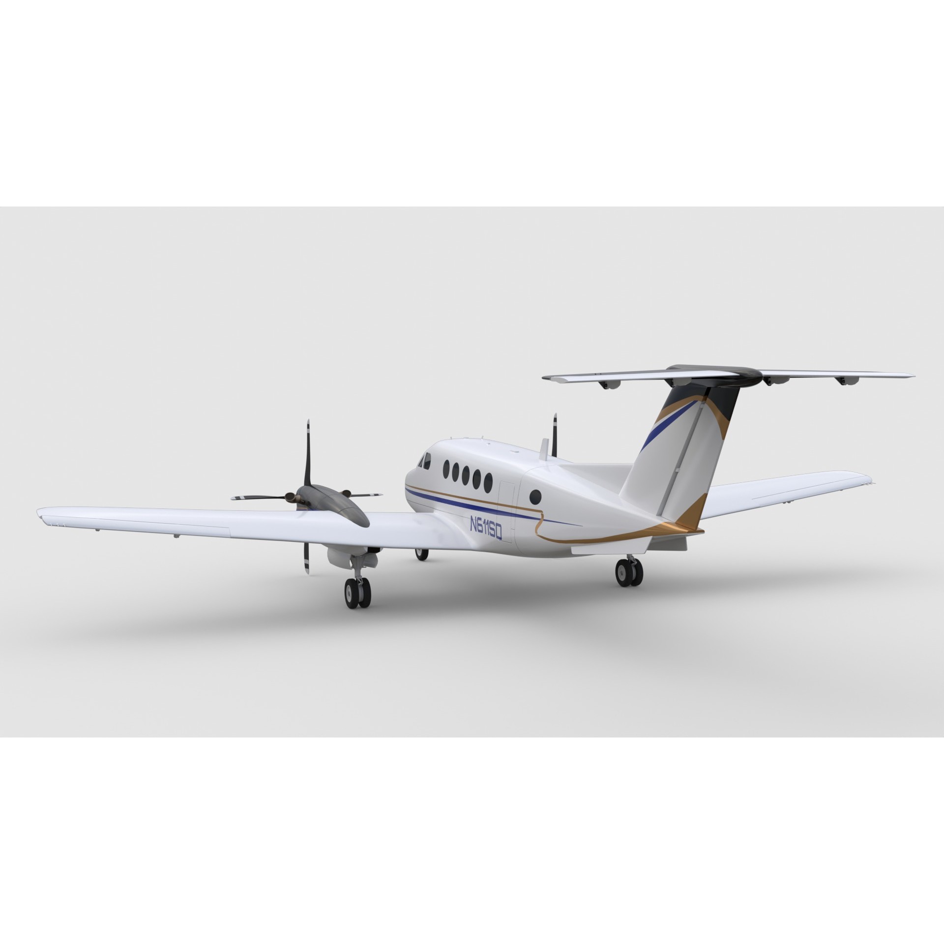 Beechcraft King Air 200 - Game-Ready 3D Model - View 5