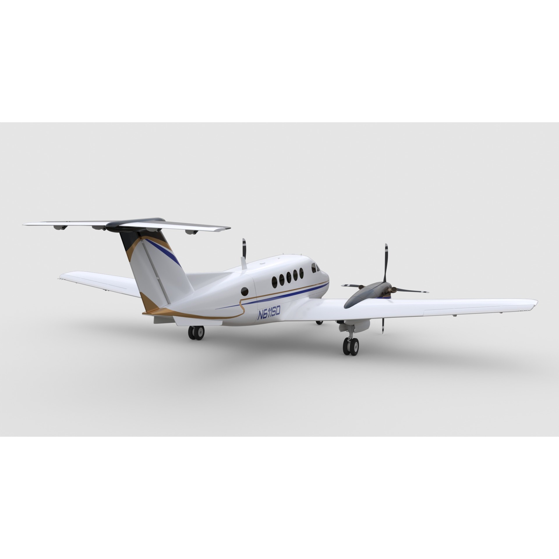 Beechcraft King Air 200 - Game-Ready 3D Model - View 7