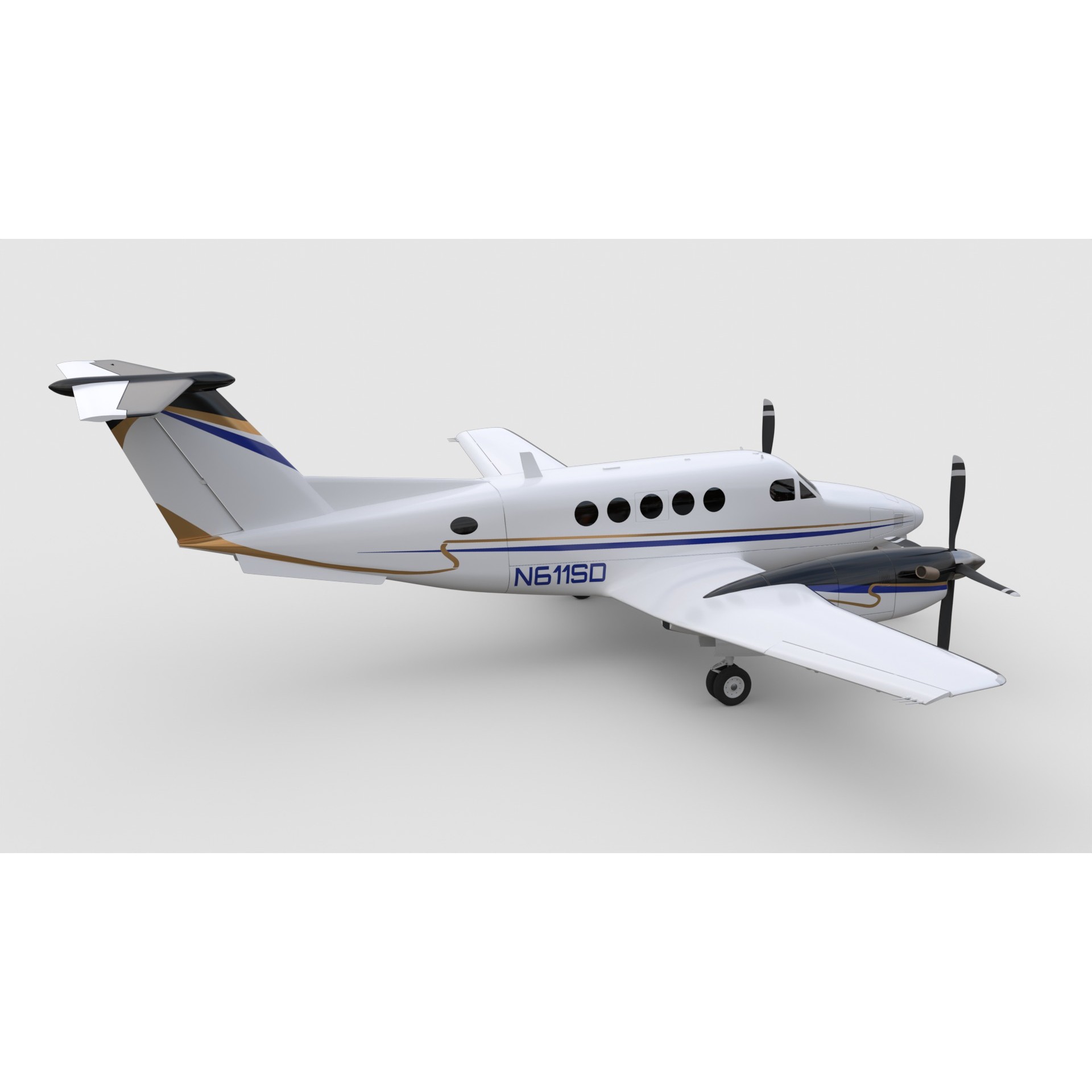 Beechcraft King Air 200 - Game-Ready 3D Model - View 8
