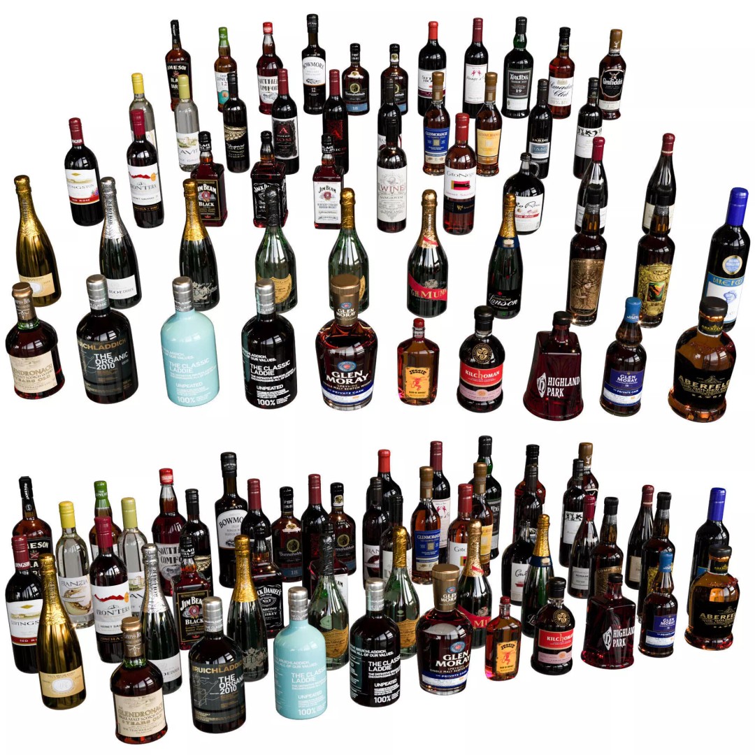 Scotch Whiskey Bottle Collection No8 3D Model – High Detail FBX, PBR Textures - View 2