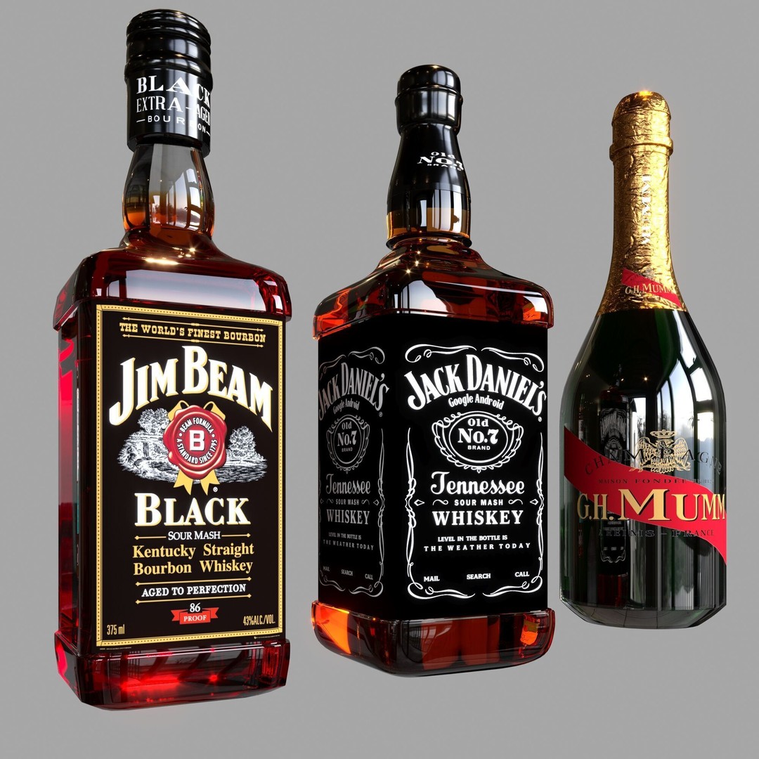 Scotch Whiskey Bottle Collection No8 3D Model – High Detail FBX, PBR Textures - View 4