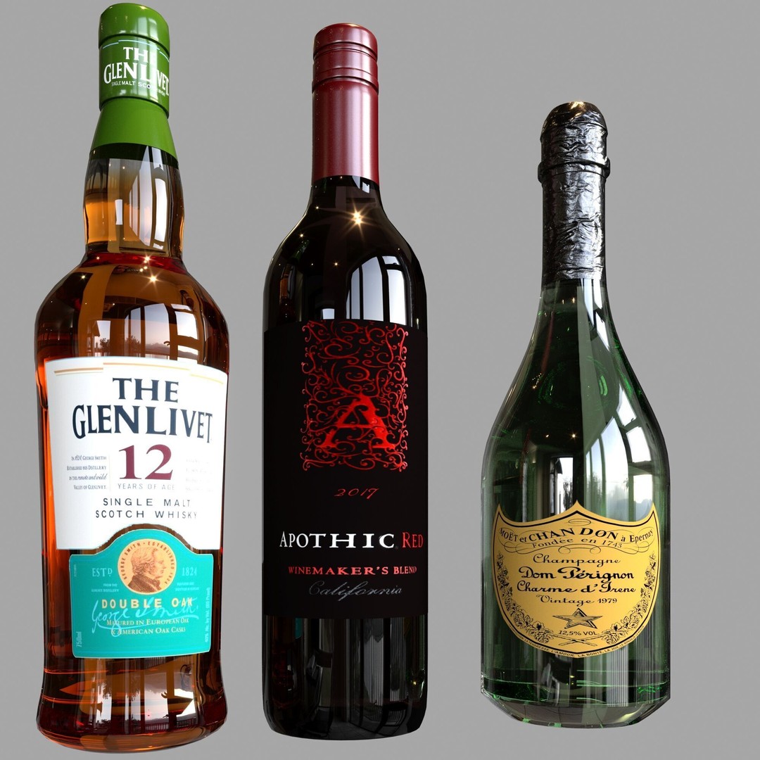 Scotch Whiskey Bottle Collection No8 3D Model – High Detail FBX, PBR Textures - View 5