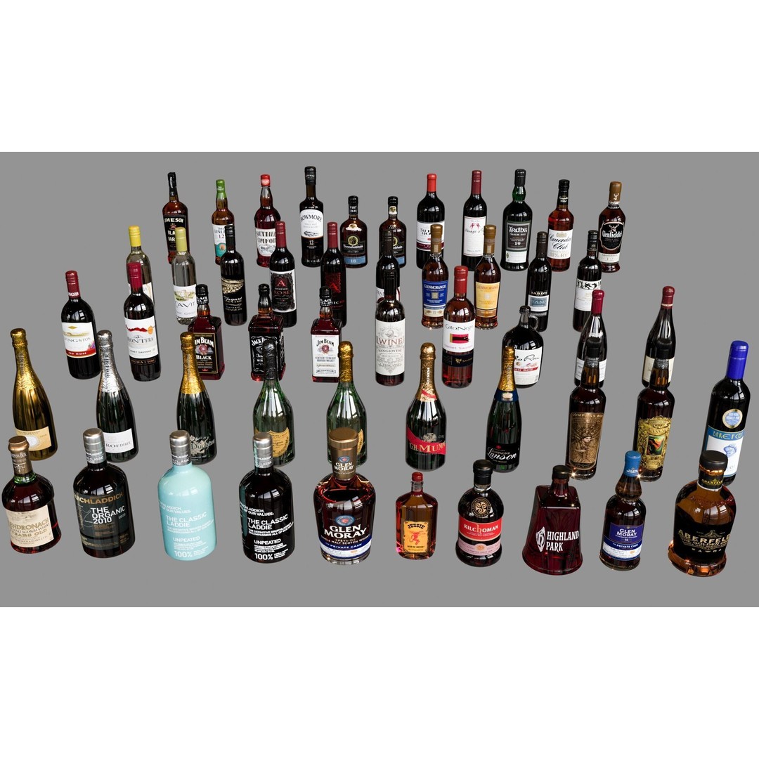 Scotch Whiskey Bottle Collection No8 3D Model – High Detail FBX, PBR Textures - View 7