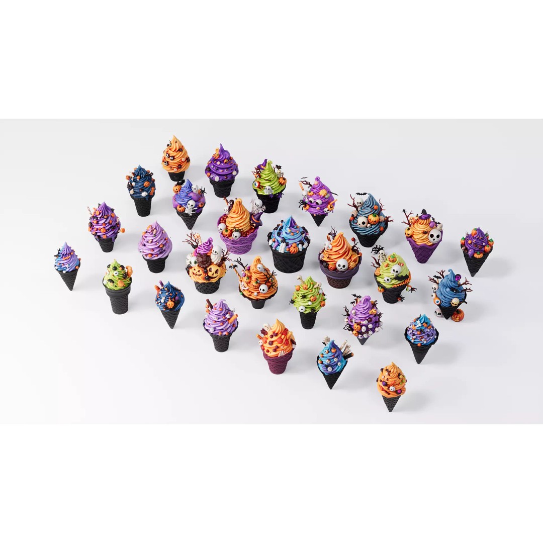 Halloween Ice Cream Cone 3D Model – PBR Textured, FBX, Blender - View 3