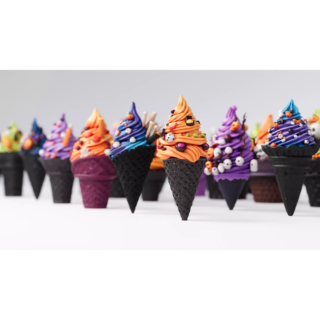 Halloween Ice Cream Cone 3D Model – PBR Textured, FBX, Blender - View 6