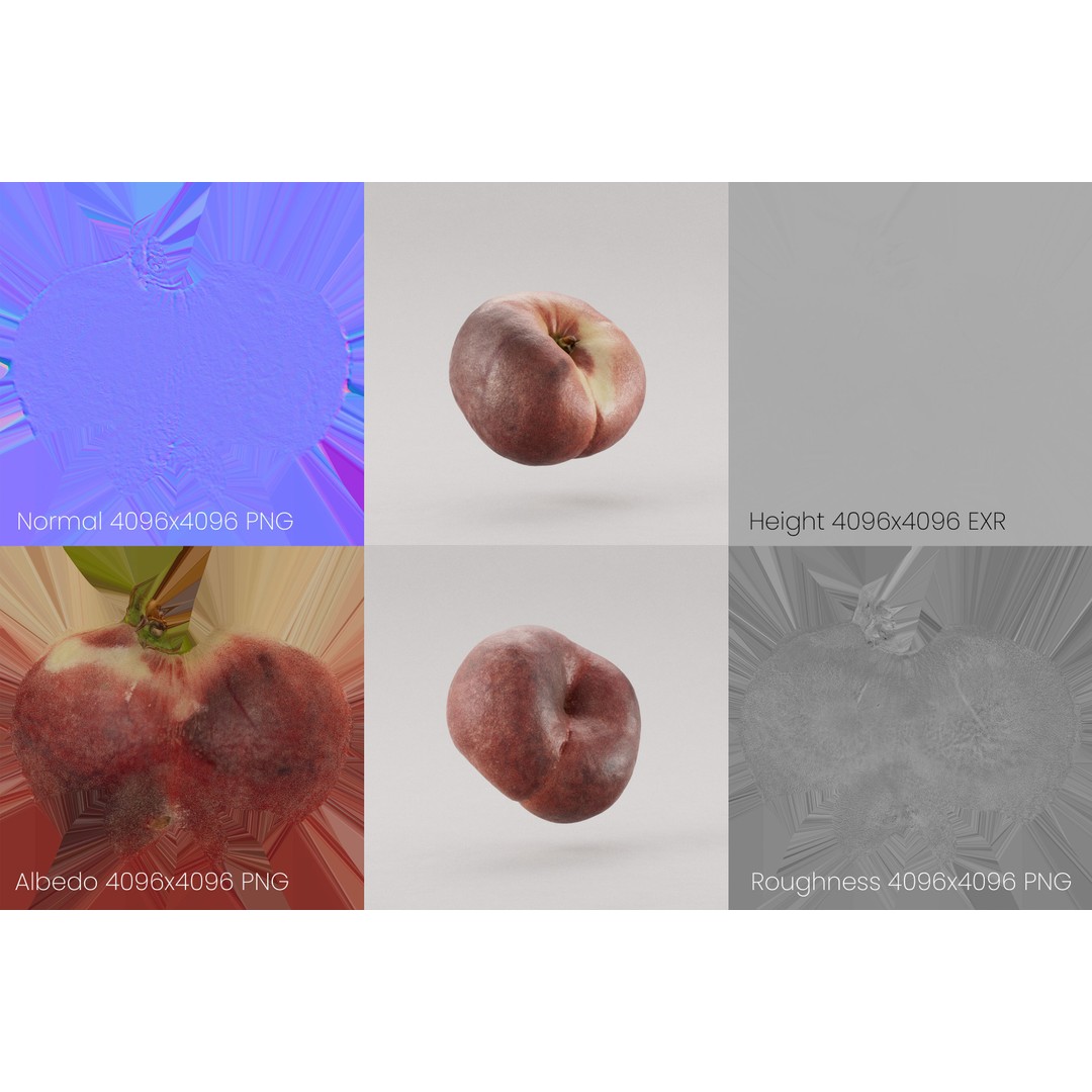 Wild Peach 3D Model – Realistic Low Poly Fruit Asset, FBX, OBJ