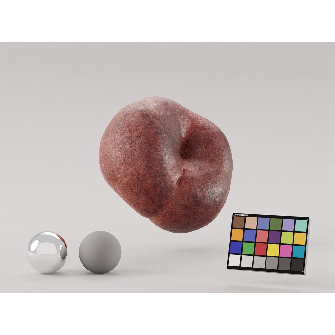 Wild Peach 3D Model – Realistic Low Poly Fruit Asset, FBX, OBJ - View 3