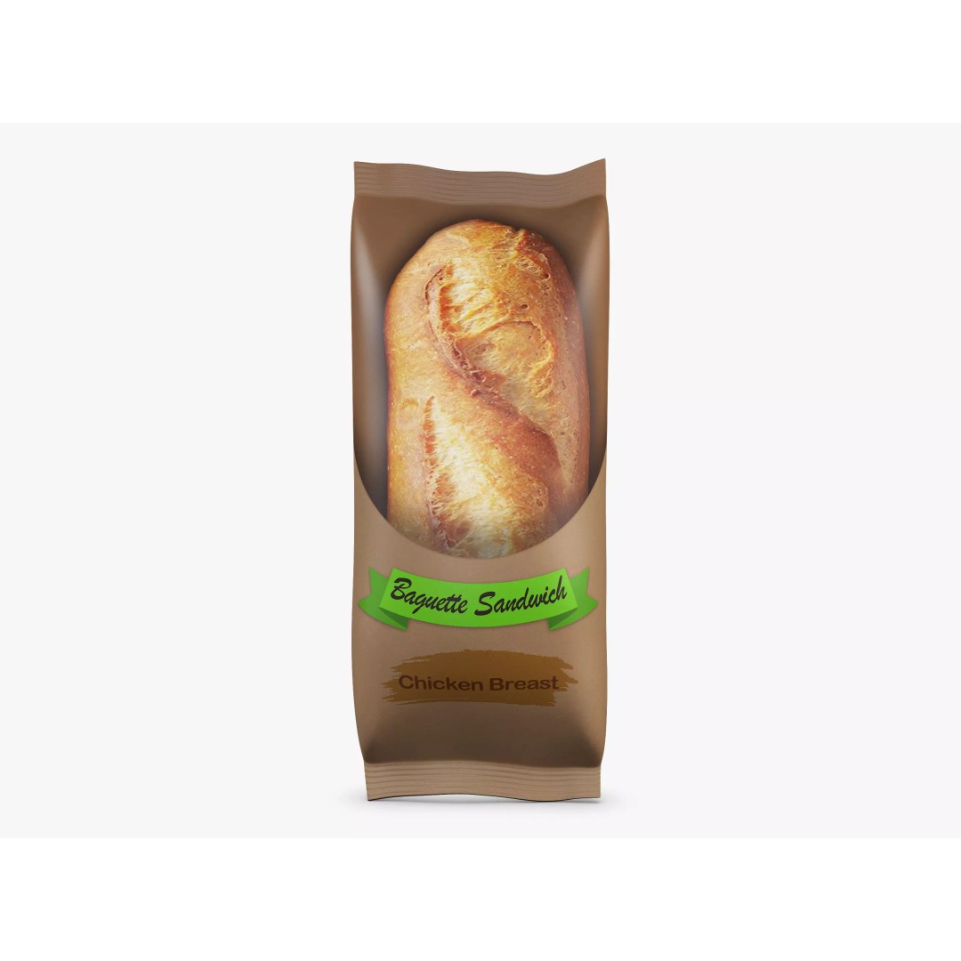 Baguette Sandwich 3D Model – Simple Packaging, PBR Textures, FBX - View 2
