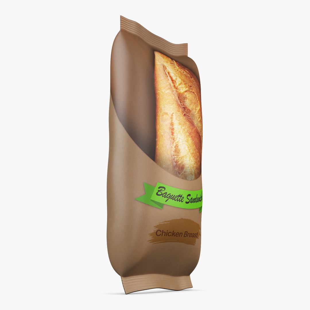 Baguette Sandwich 3D Model – Simple Packaging, PBR Textures, FBX - View 4
