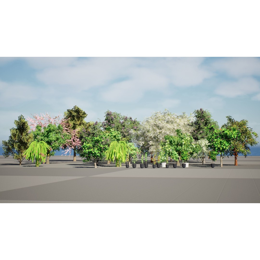 Low Poly Fruit Tree Pack 3D Model – Game Ready Variety, FBX, PBR - View 3