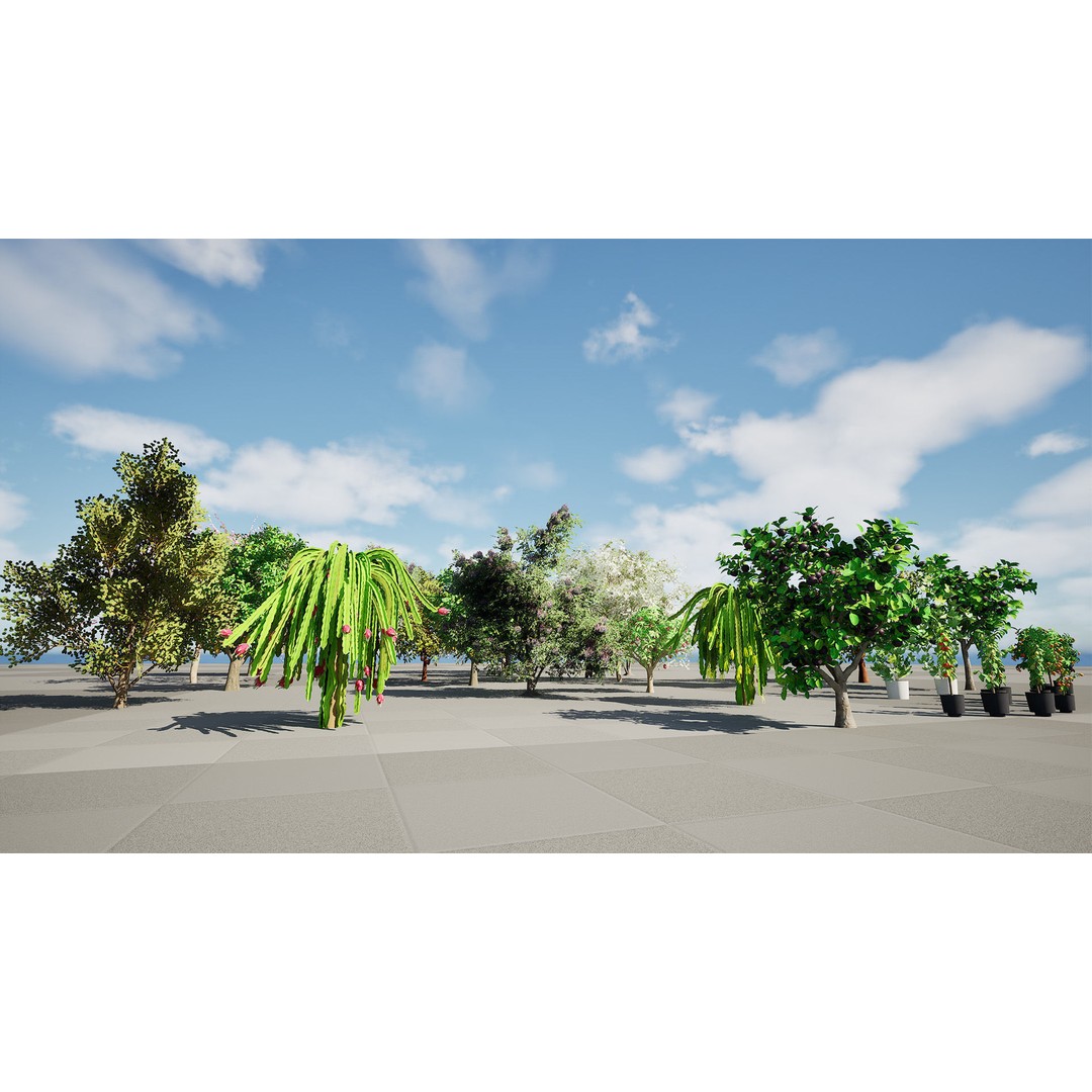 Low Poly Fruit Tree Pack 3D Model – Game Ready Variety, FBX, PBR - View 8