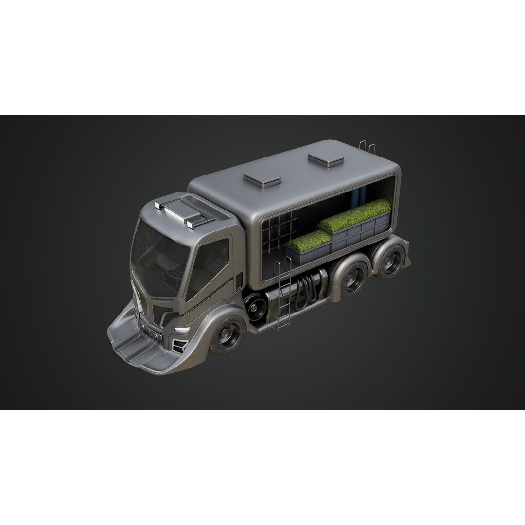 Futuristic Landscaping Truck 3D Model – PBR Game Asset, FBX - View 6