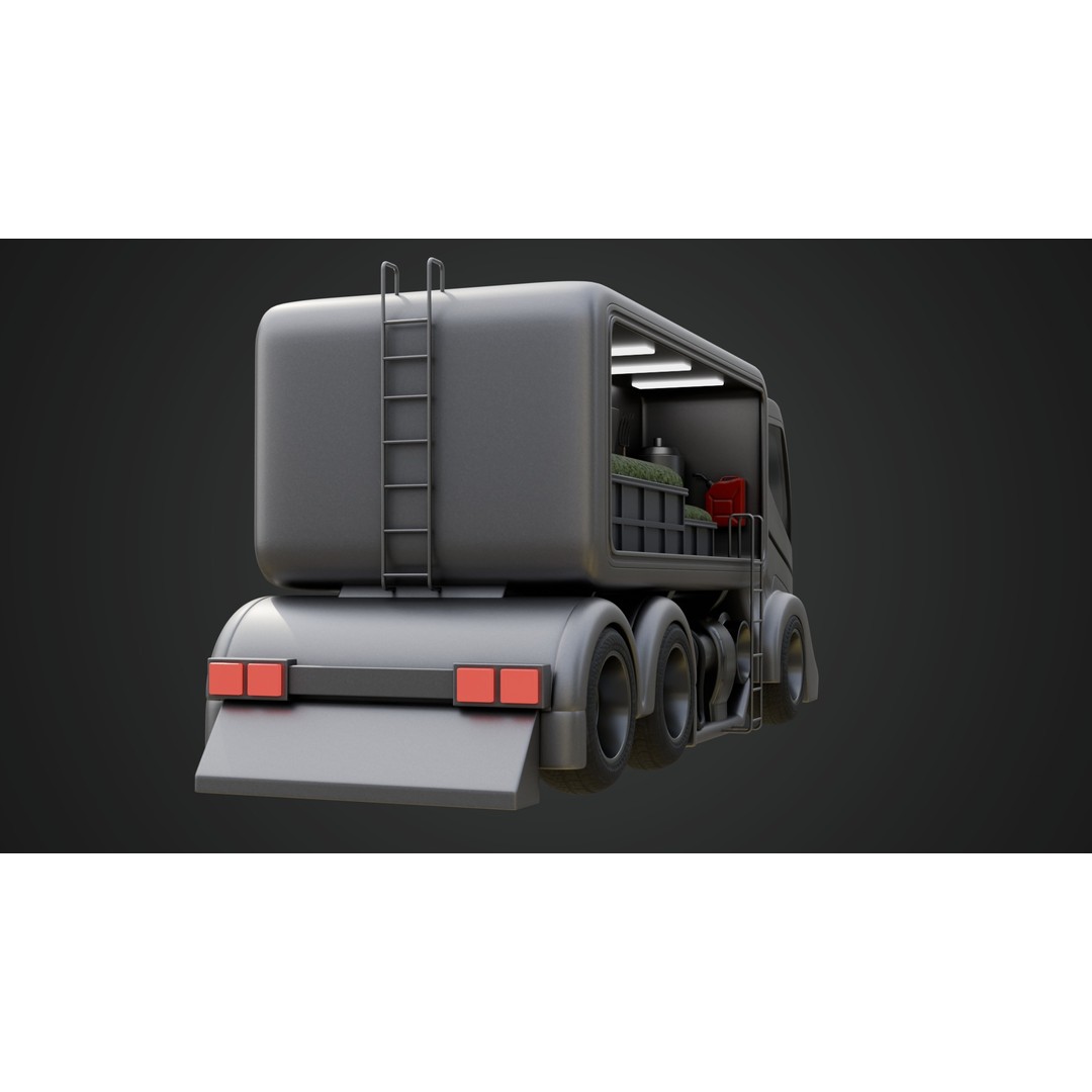 Futuristic Landscaping Truck 3D Model – PBR Game Asset, FBX - View 9