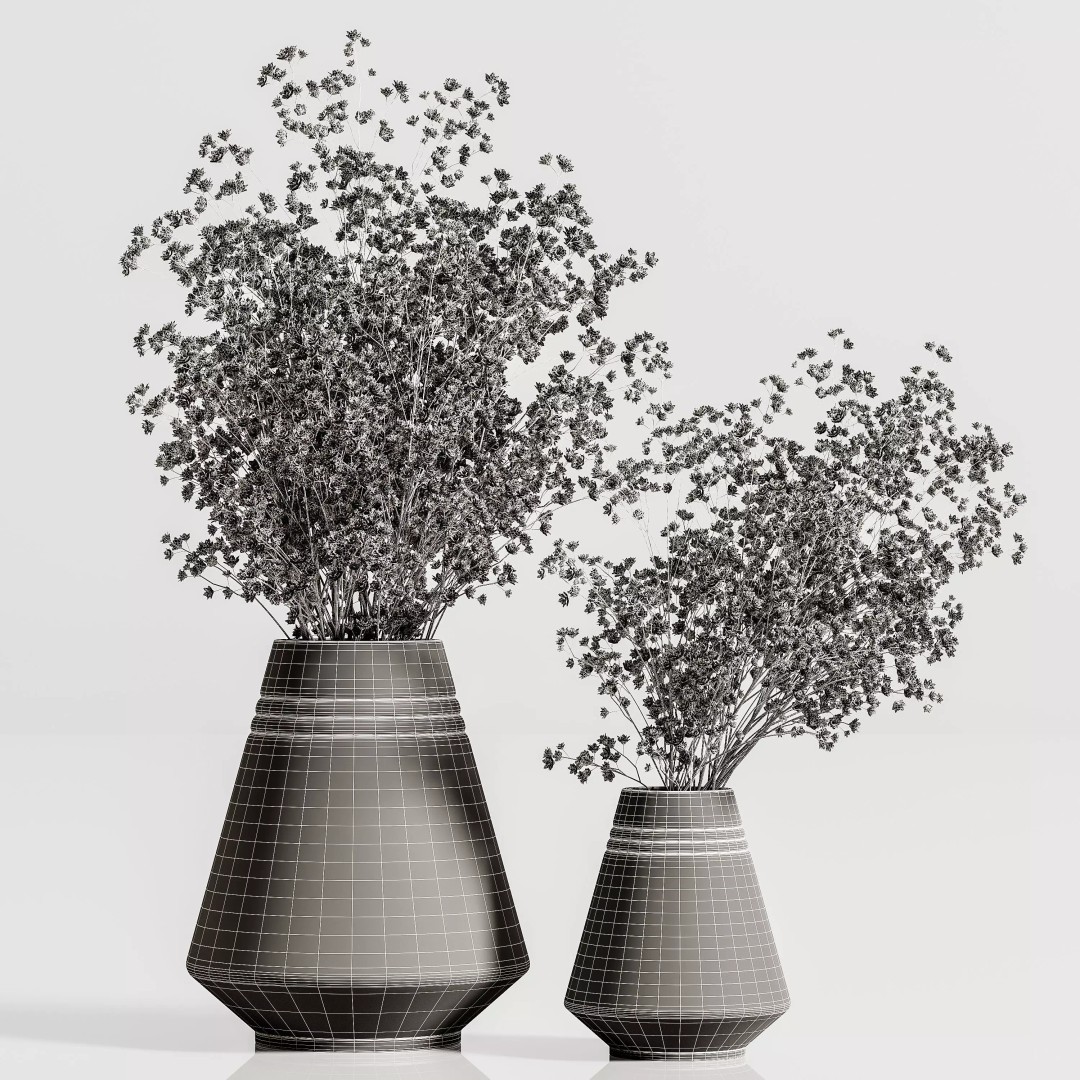 Plants Bouquet Vase 3D Model – High Poly PBR Asset, FBX & OBJ Formats