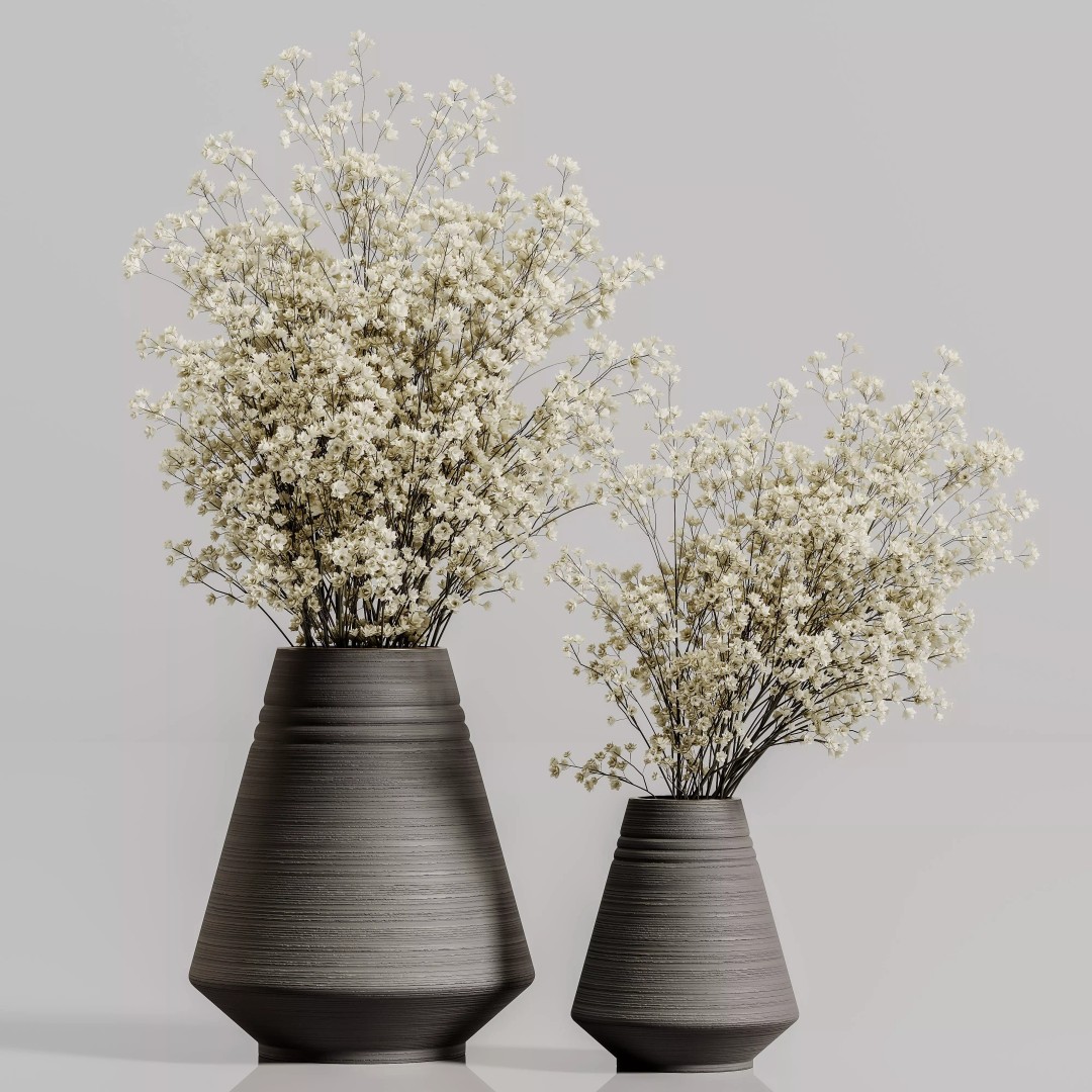 Plants Bouquet Vase 3D Model – High Poly PBR Asset, FBX & OBJ Formats - View 2