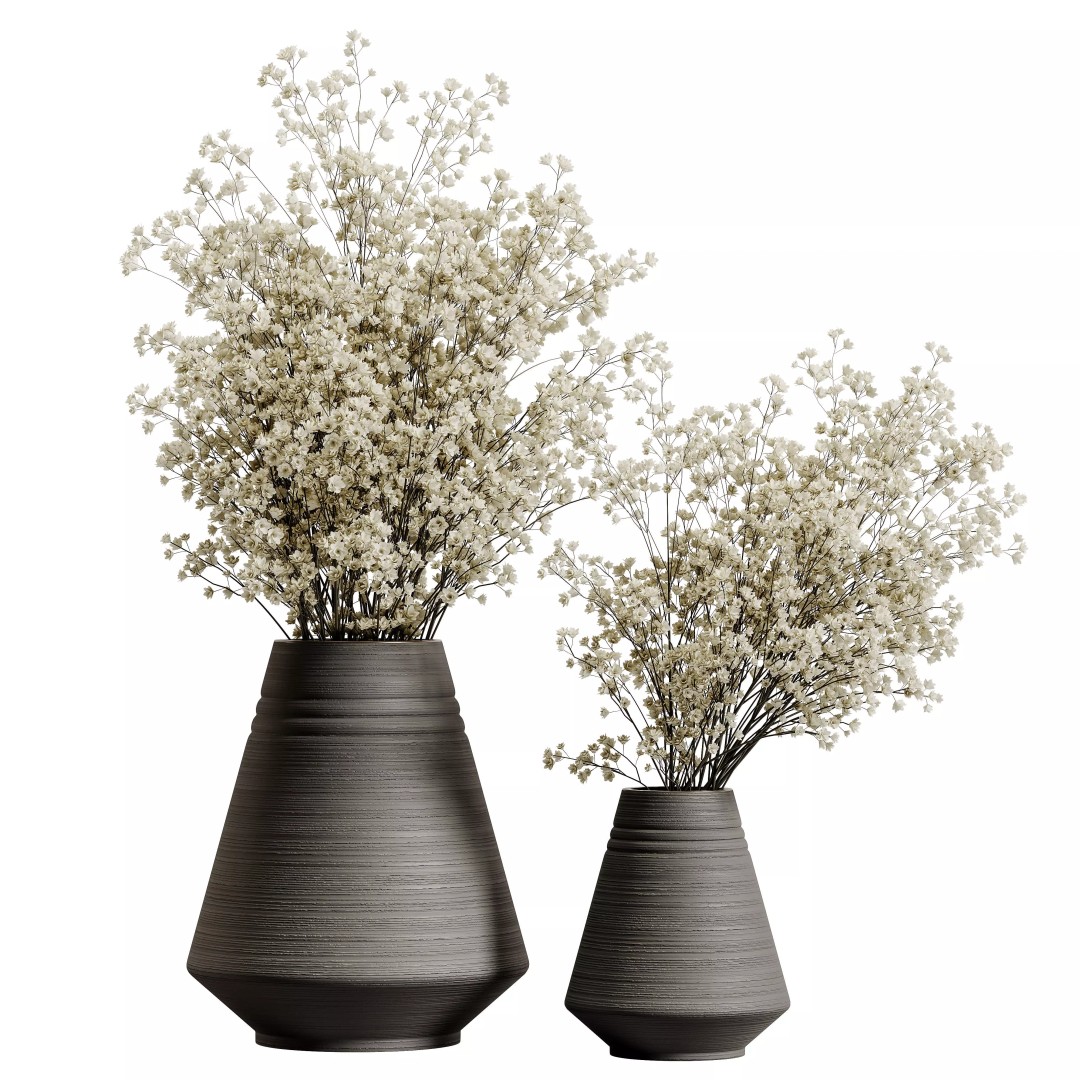 Plants Bouquet Vase 3D Model – High Poly PBR Asset, FBX & OBJ Formats - View 3