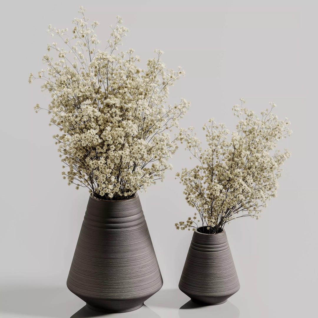 Plants Bouquet Vase 3D Model – High Poly PBR Asset, FBX & OBJ Formats - View 4