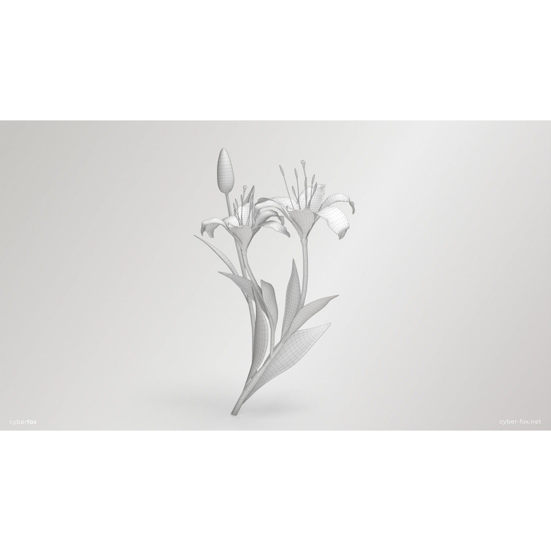 Pink Lilies 3D Model – Low Poly Flower Asset, FBX, Game Ready - View 10