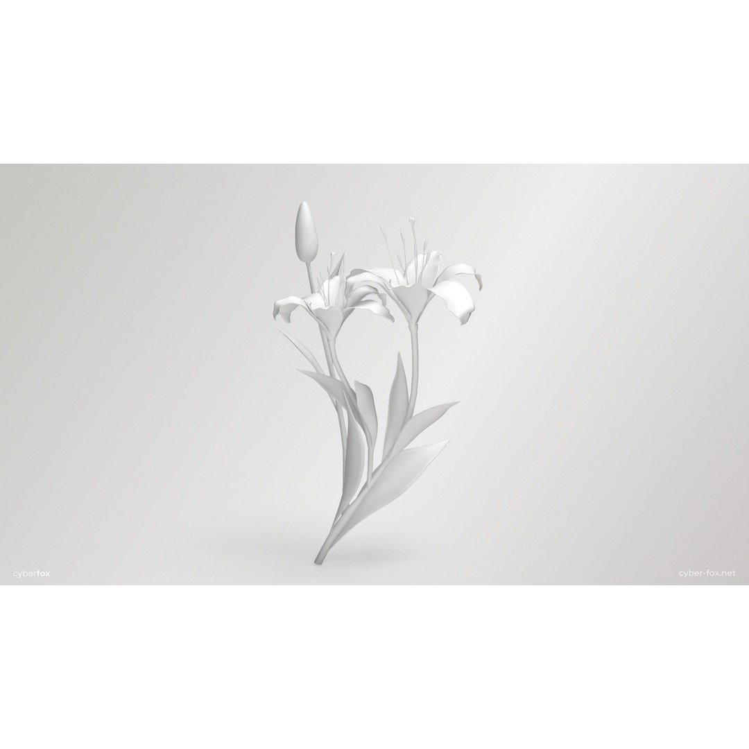 Pink Lilies 3D Model – Low Poly Flower Asset, FBX, Game Ready - View 9