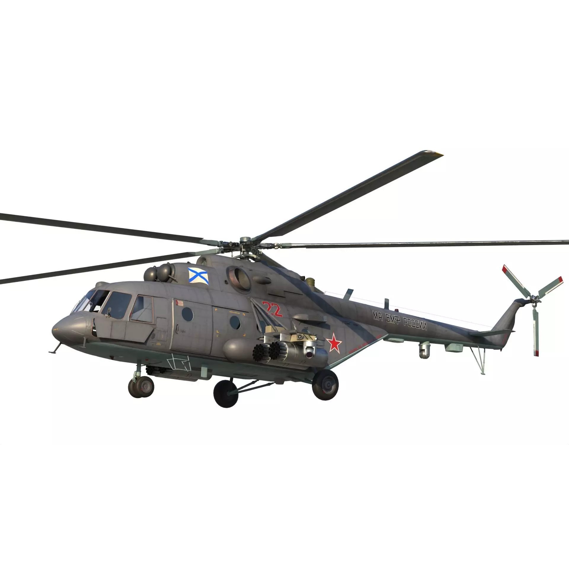 Mi-8 MTV-5 Helicopter - Game-Ready 3D Model - View 9