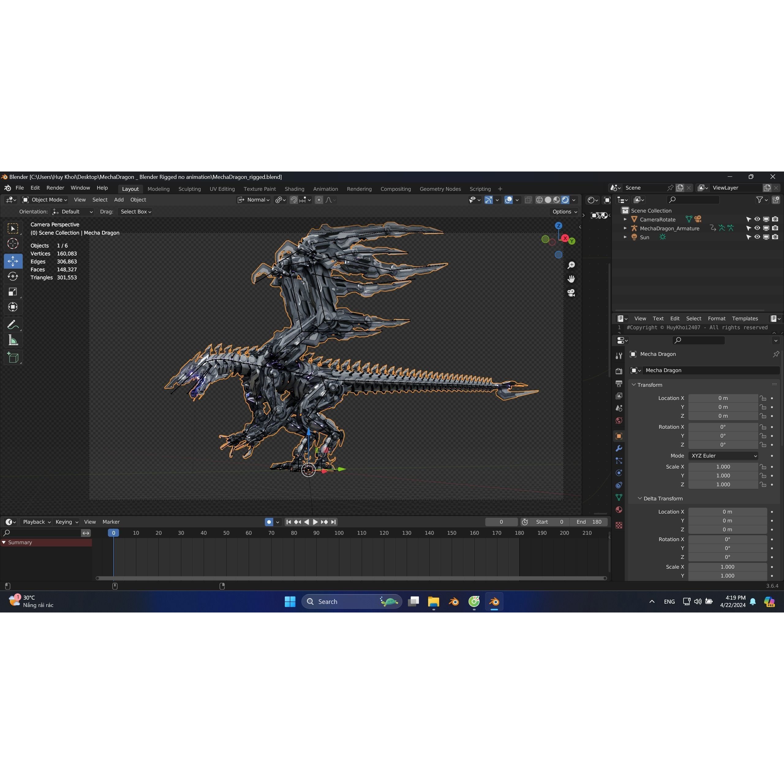 Mecha Dragon - Low-Poly Game-Ready 3D Model - View 16