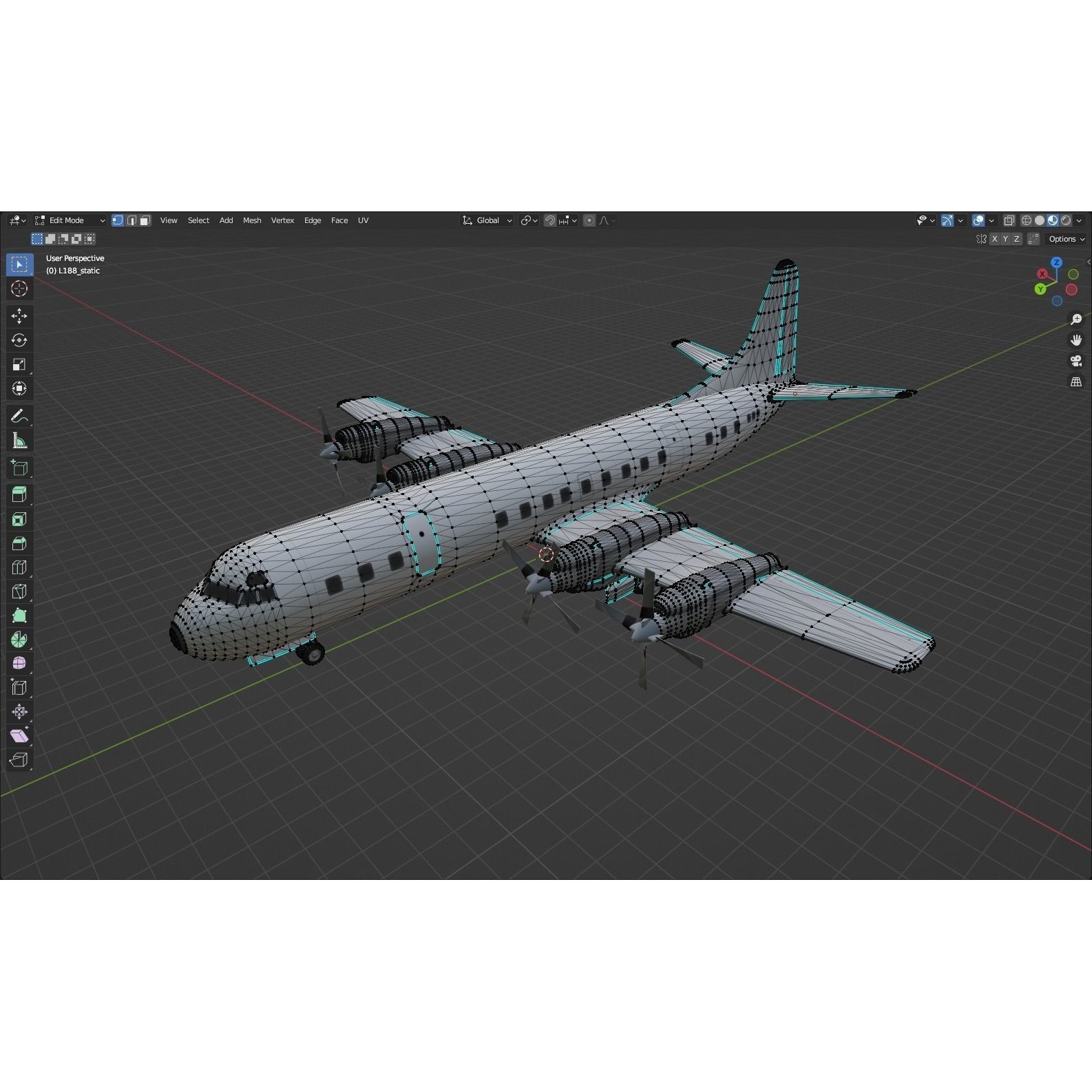Lockheed L-188 Electra - Low-Poly Game-Ready 3D Model