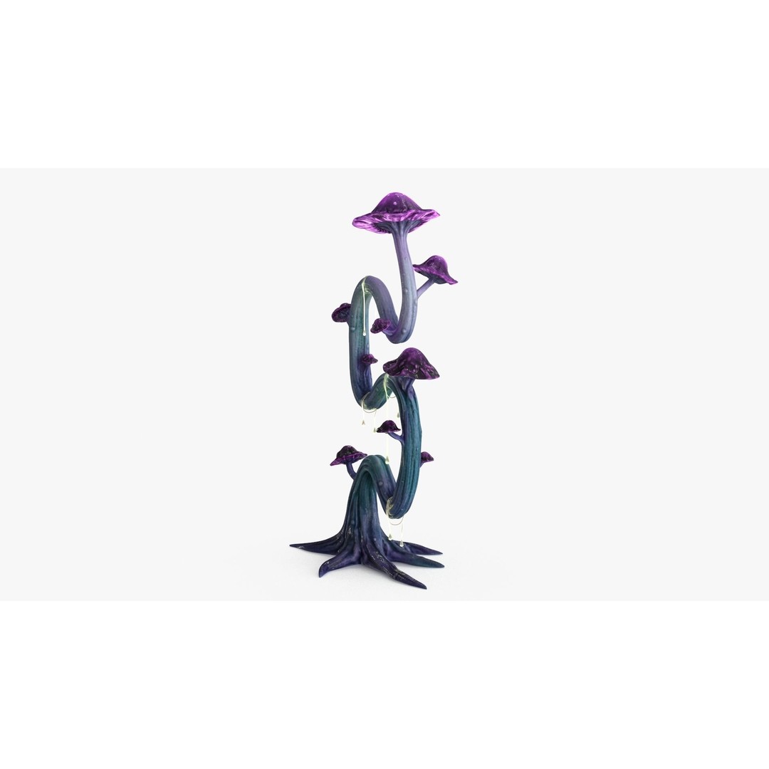 Magic Mushroom 3D Model – Low Poly Fantasy Plant, FBX & Blender - View 11