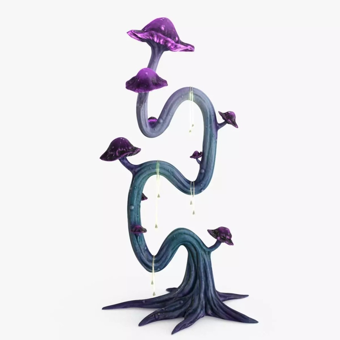 Magic Mushroom 3D Model – Low Poly Fantasy Plant, FBX & Blender - View 2