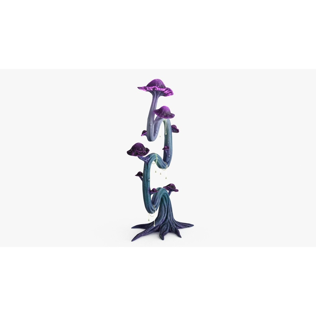 Magic Mushroom 3D Model – Low Poly Fantasy Plant, FBX & Blender - View 9