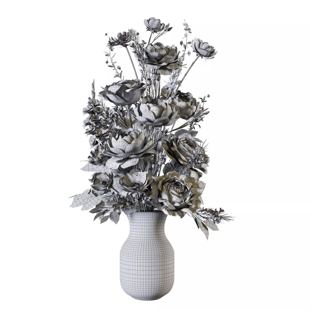 Flower Set 131 3D Model – High Poly Bouquet Asset, FBX, OBJ