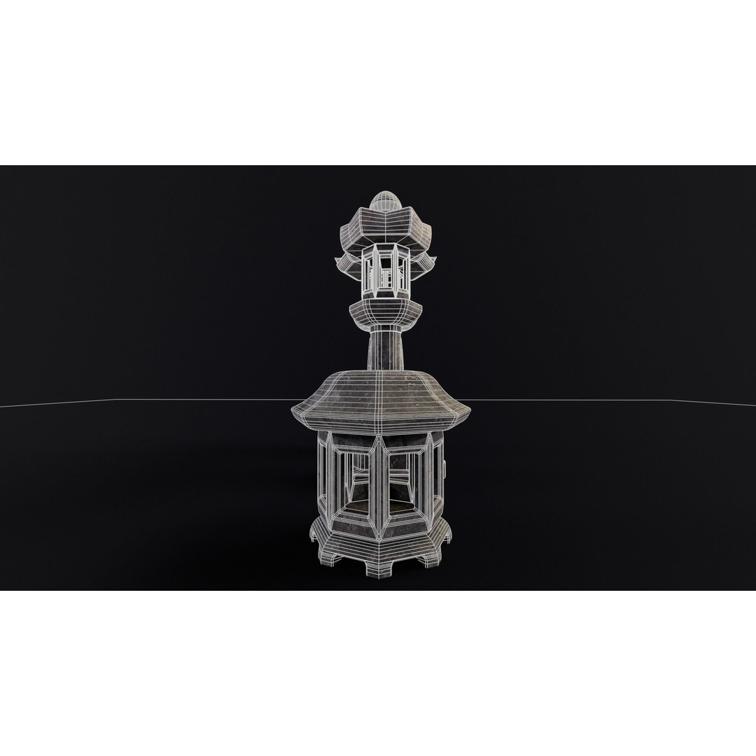 Japanese Lanterns 3D Model – Low Poly PBR Asset, FBX, OBJ - View 10