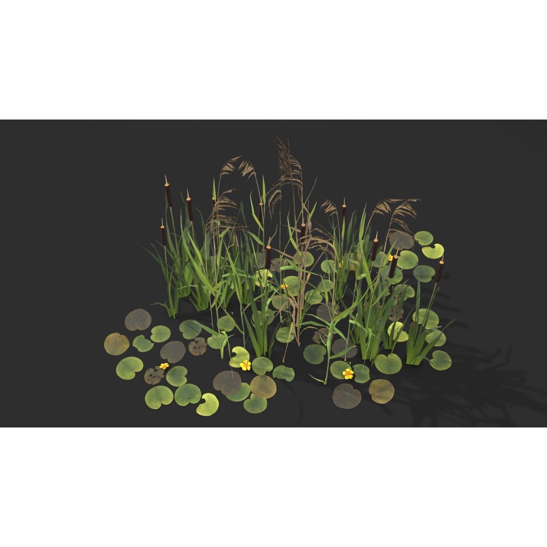 Modular Wetland Plants 3D Model – Low Poly Game Asset, FBX & OBJ - View 9
