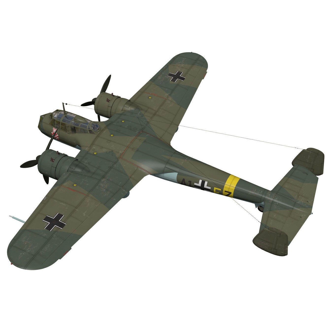 Dornier Do17 Z-2 - Detailed 3D Model - View 3