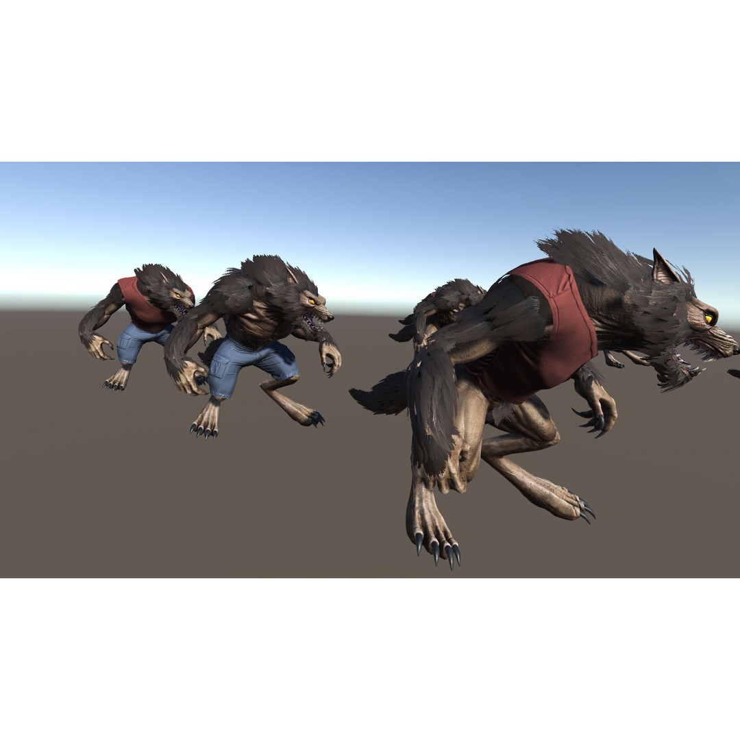 Savage Werewolf 3D Model – Rigged Low-Poly Game Asset, FBX - View 24