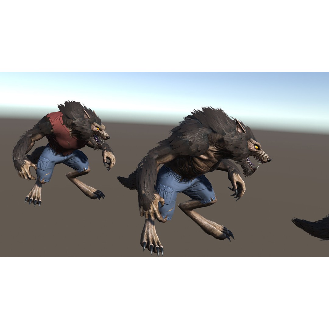 Savage Werewolf 3D Model – Rigged Low-Poly Game Asset, FBX - View 25