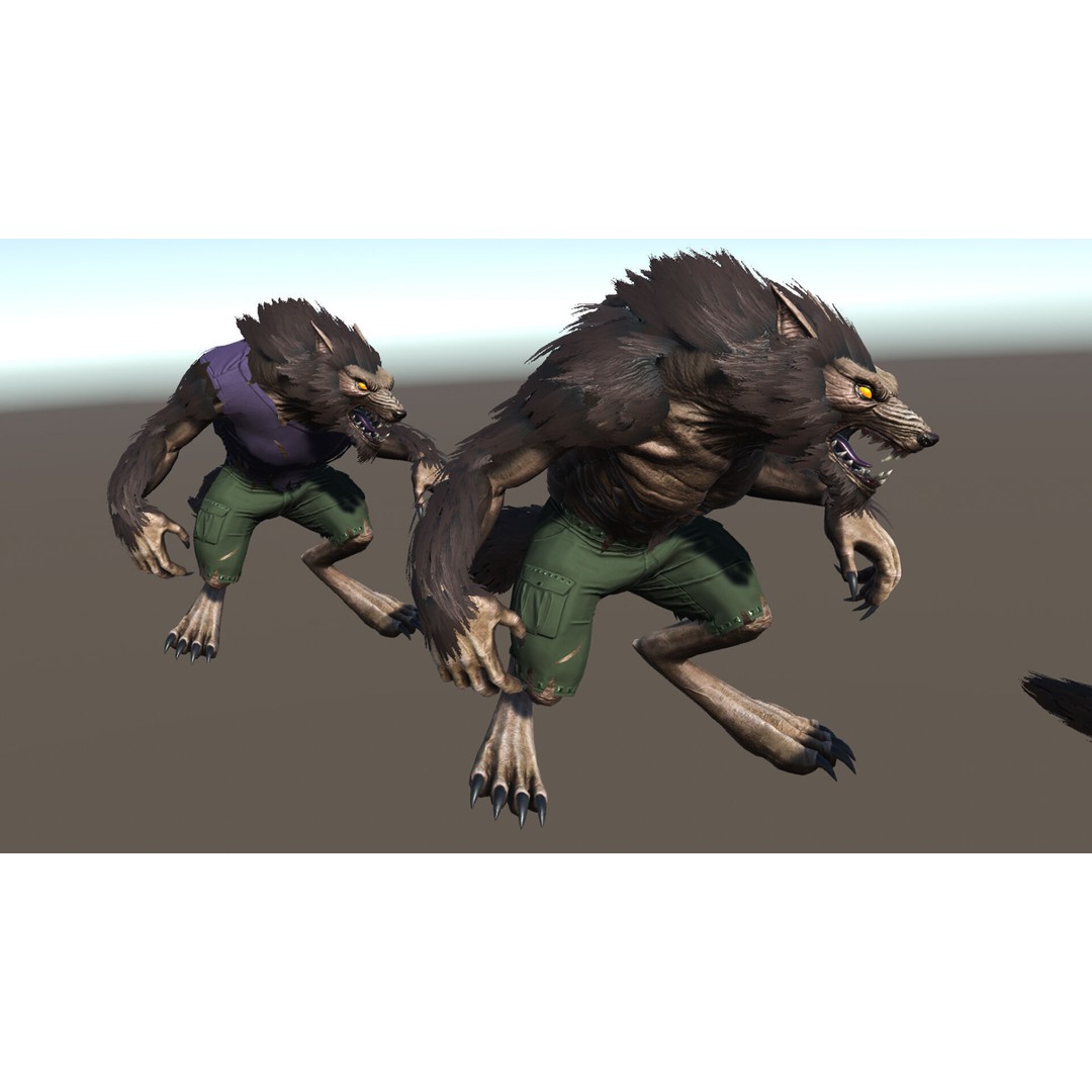 Savage Werewolf 3D Model – Rigged Low-Poly Game Asset, FBX - View 29