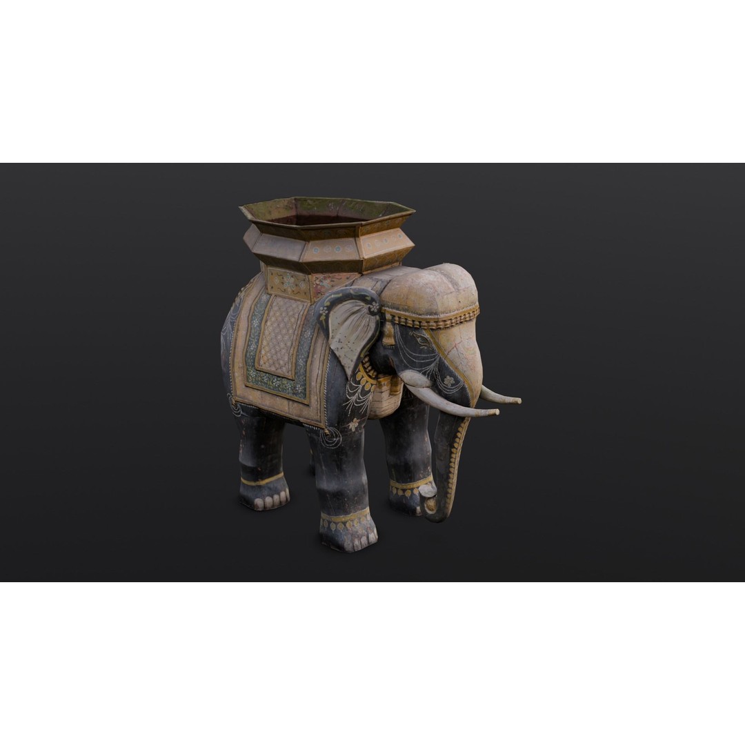 Elephant Statue 3D Model – Low Poly PBR Digital Asset, FBX/OBJ