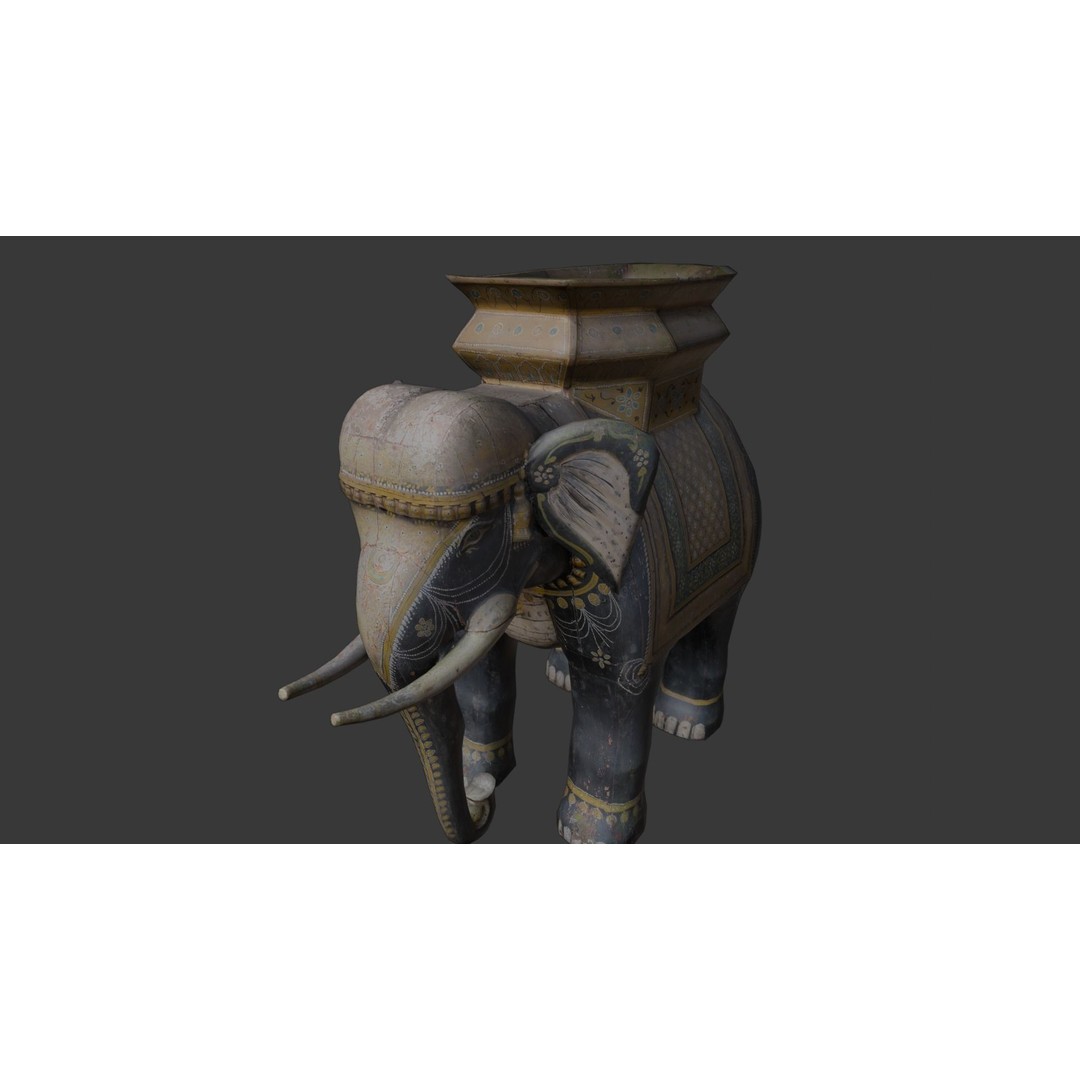 Elephant Statue 3D Model – Low Poly PBR Digital Asset, FBX/OBJ - View 10