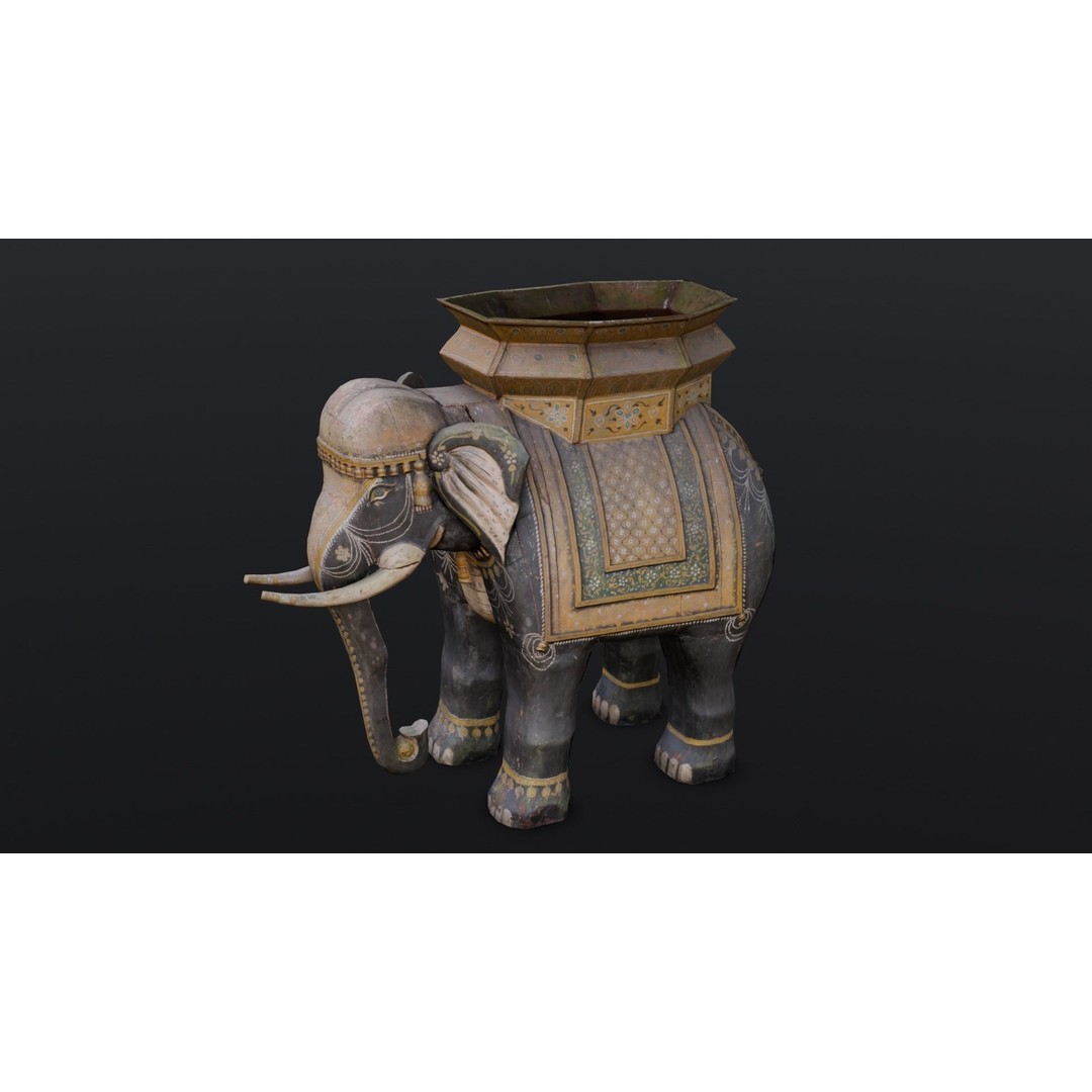 Elephant Statue 3D Model – Low Poly PBR Digital Asset, FBX/OBJ - View 15