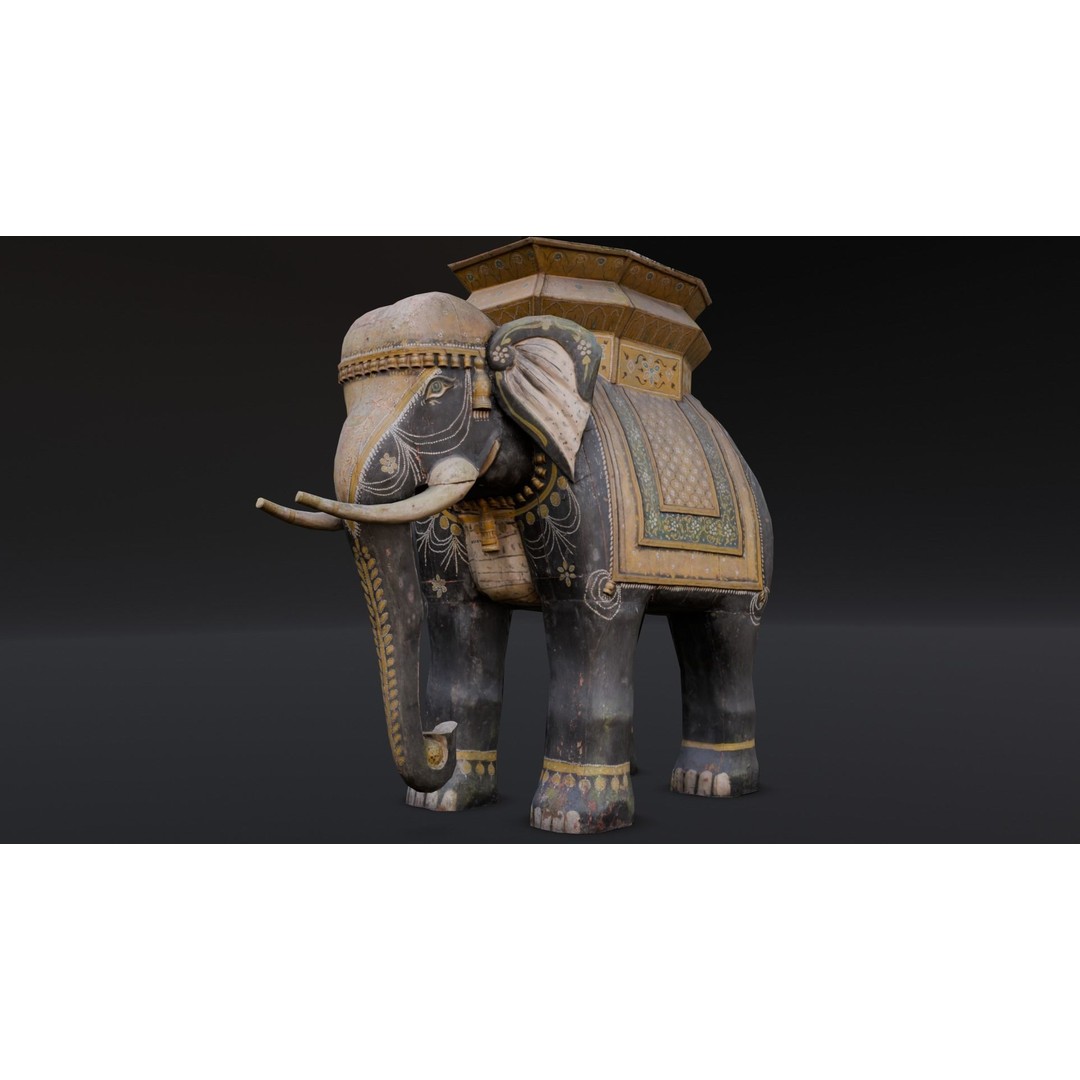 Elephant Statue 3D Model – Low Poly PBR Digital Asset, FBX/OBJ - View 16