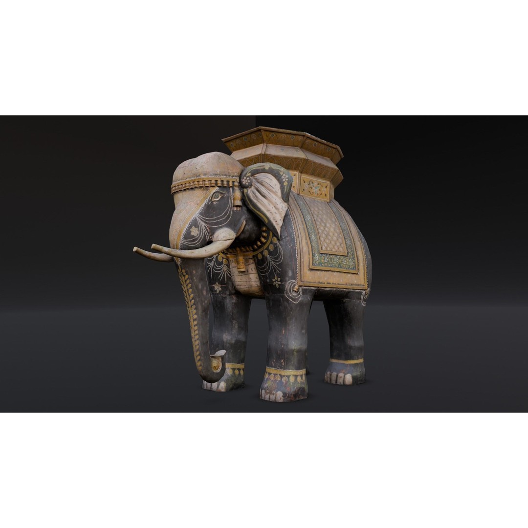 Elephant Statue 3D Model – Low Poly PBR Digital Asset, FBX/OBJ - View 17