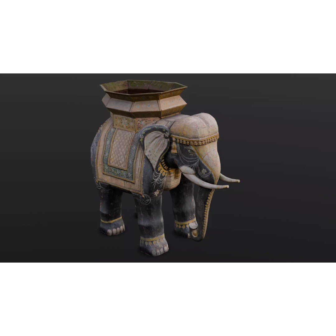 Elephant Statue 3D Model – Low Poly PBR Digital Asset, FBX/OBJ - View 2