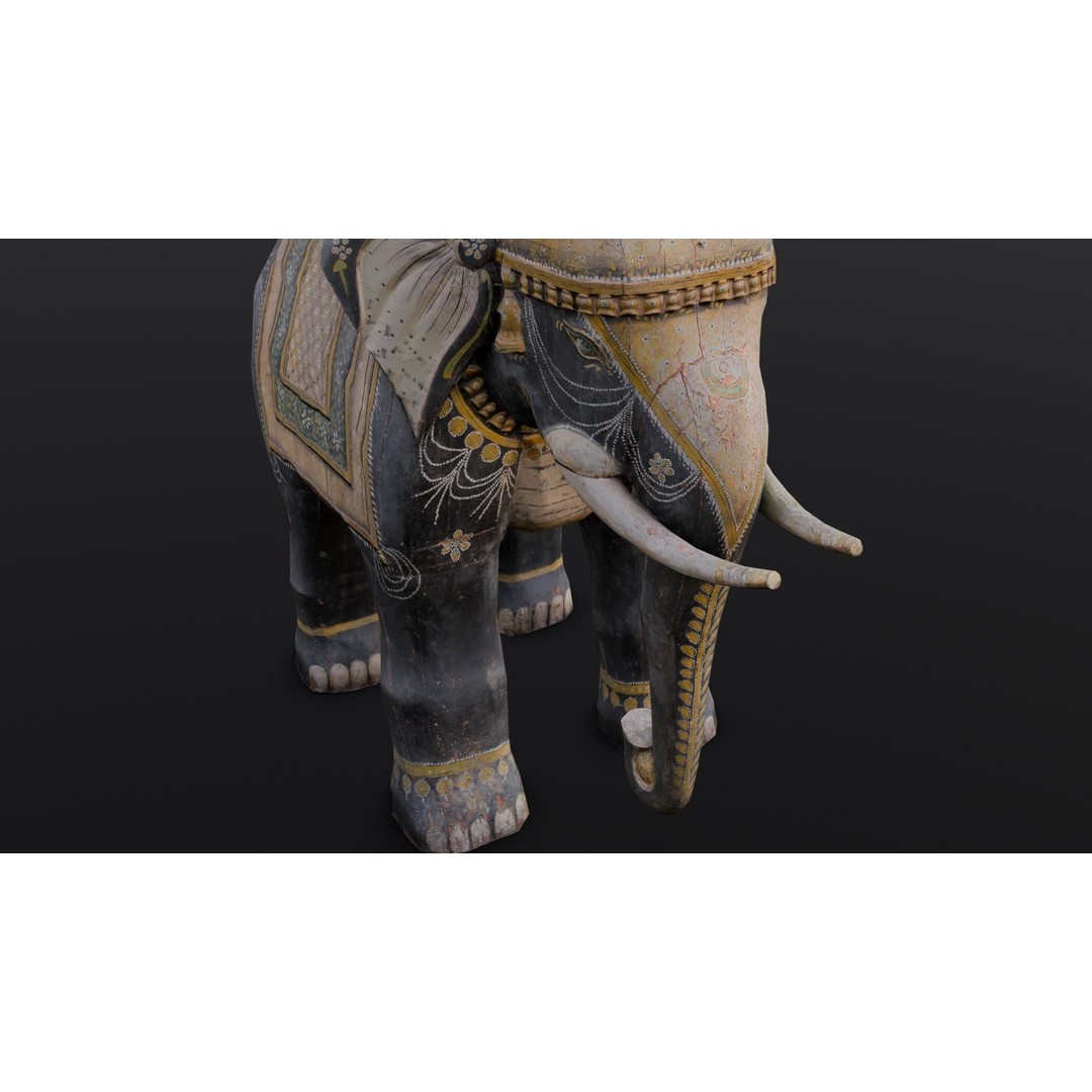 Elephant Statue 3D Model – Low Poly PBR Digital Asset, FBX/OBJ - View 3