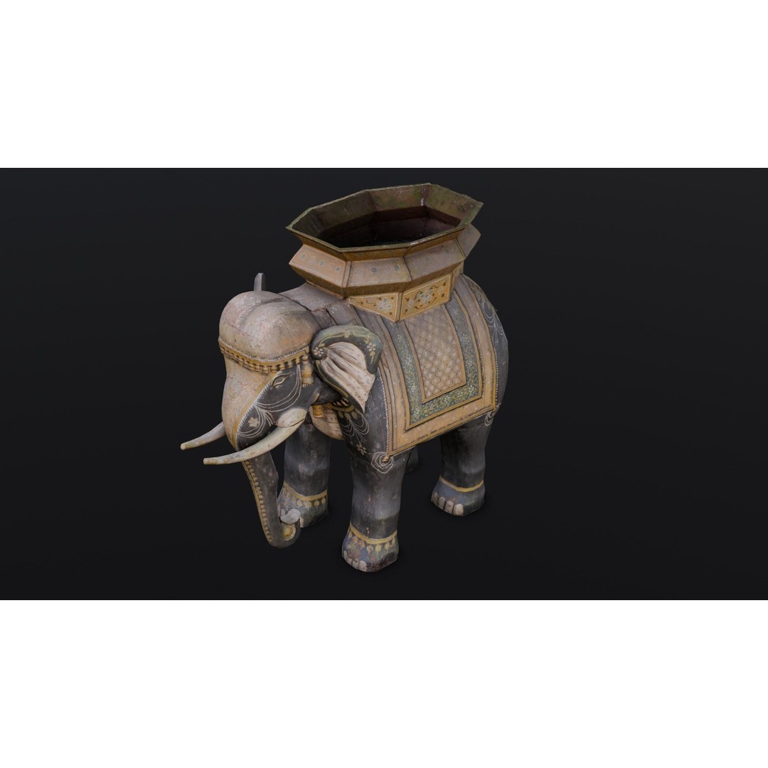 Elephant Statue 3D Model – Low Poly PBR Digital Asset, FBX/OBJ - View 5