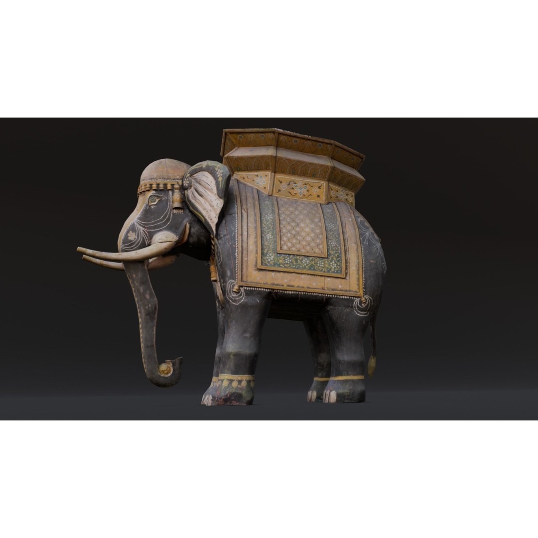 Elephant Statue 3D Model – Low Poly PBR Digital Asset, FBX/OBJ - View 6